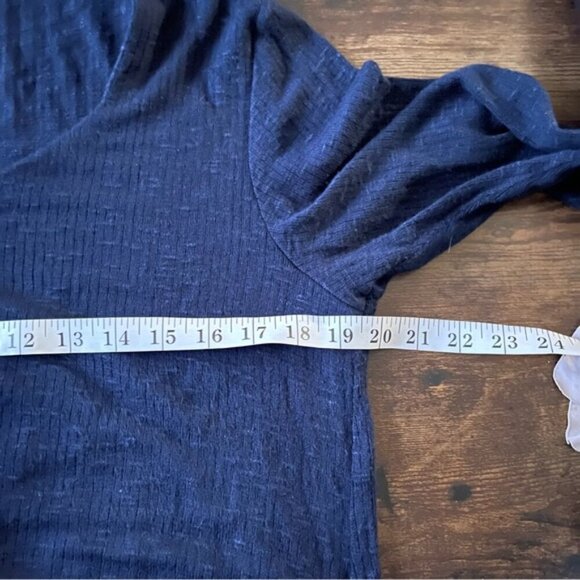 Sympli Ribbed Asymmetrical Tunic Top Sweater navy size 12 Lagenlook travel - Picture 7 of 9